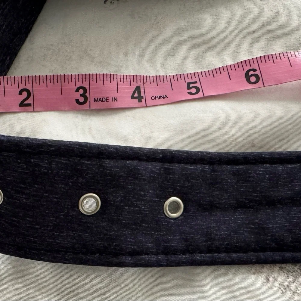 Michael Kors navy blue fabric canvas belt with silver buckle, size 64” preppy